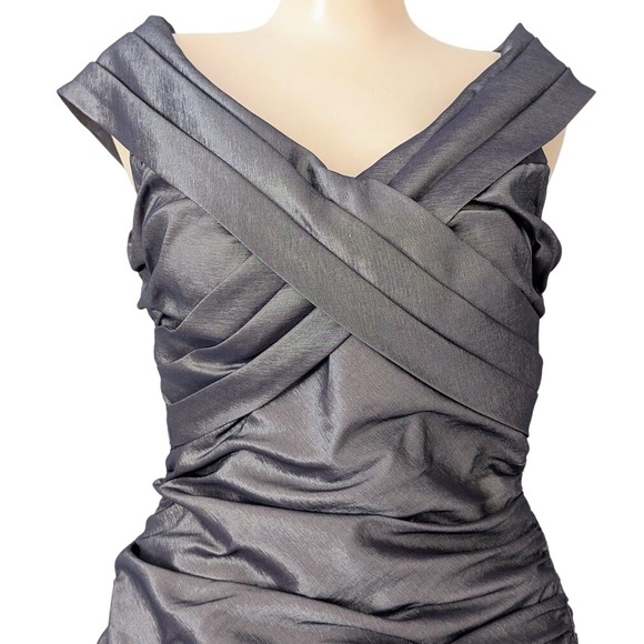 Ruched Off Shoulder Cocktail Dress 6 Satin Event Party Cocktail Evening Stretch - Picture 5 of 6